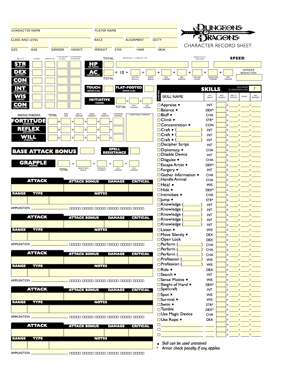 Character Sheet